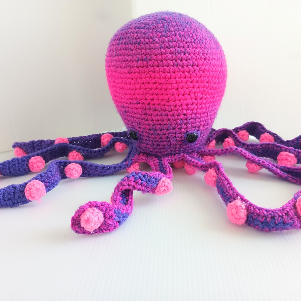 Handmade Pink and Purple Crochet Octopus